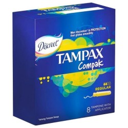 Тампоны, Tampax (Тампакс) 8 шт Дискрит Компак регуляр с аппликатором