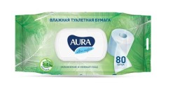 Туалетная бумага влажная, Aura (Аура) №80 Ультра комфорт алоэ вера с крышкой